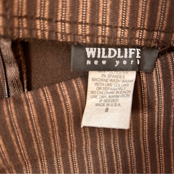 Wildlife New York Chocolate Brown Pinstriped Midi Skirt - Size 8 - Picture 10 of 11